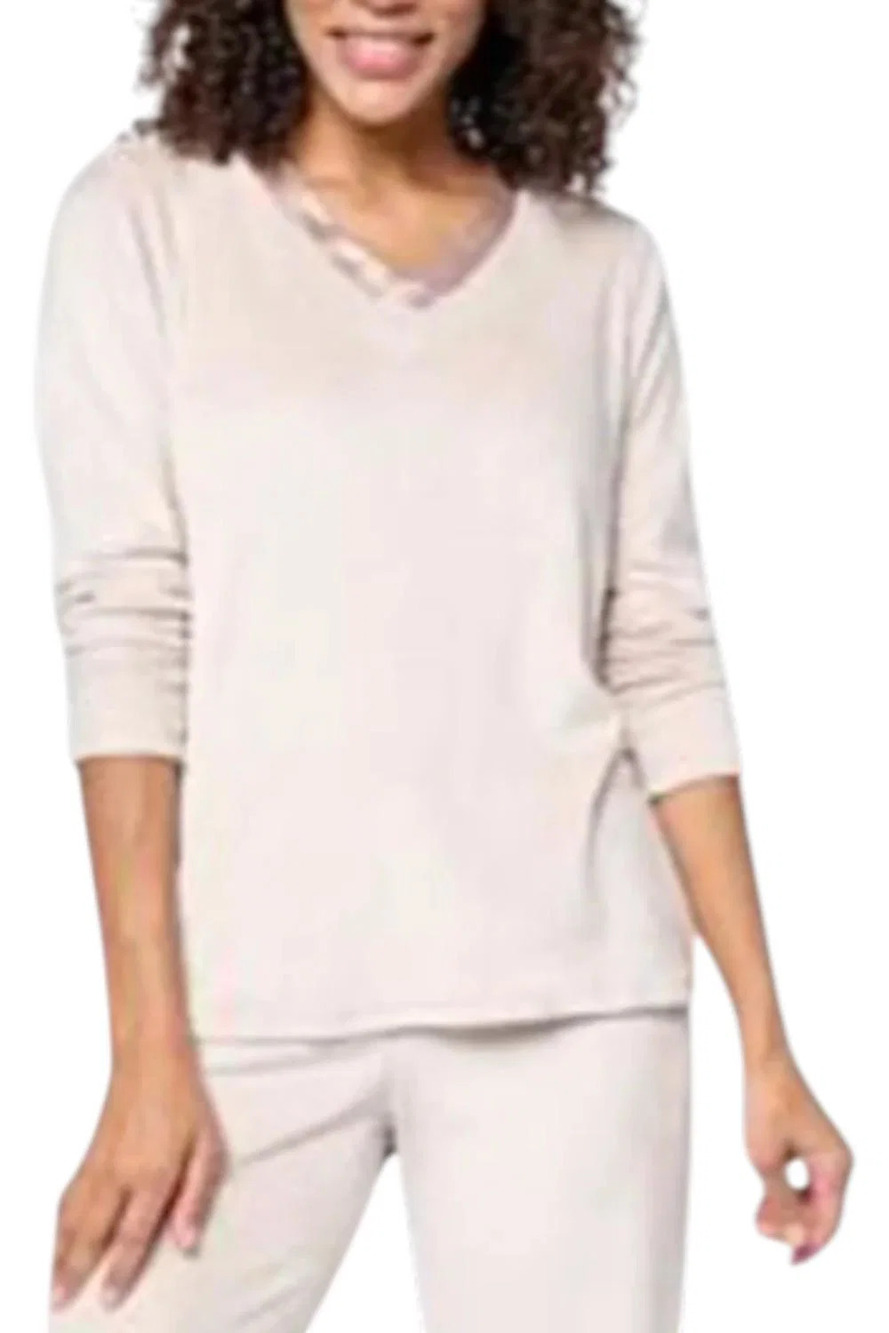 Comfort Code Women's Silky Velvet Satin Sleep Top Fawn - Regular